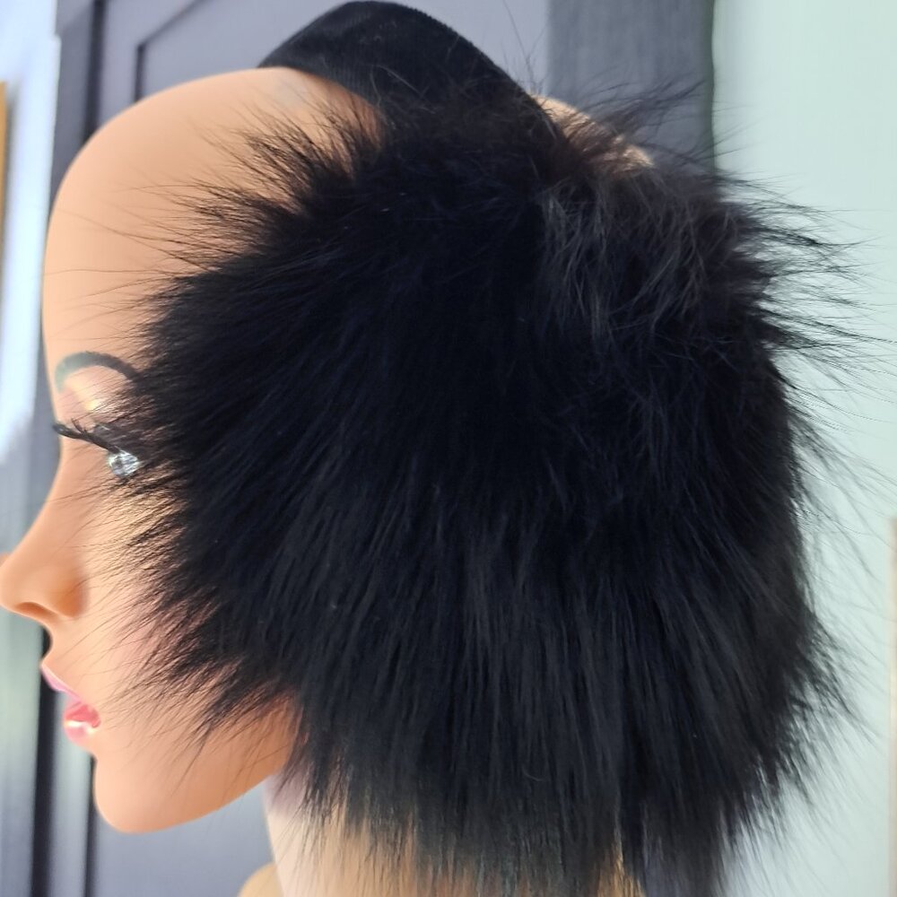 Black Fox Oversized Earmuffs Velvet Headband